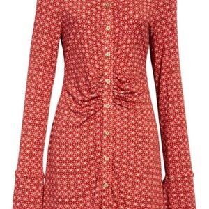 Free People Shayla Mini Dress in Mocha Combo - Size XL